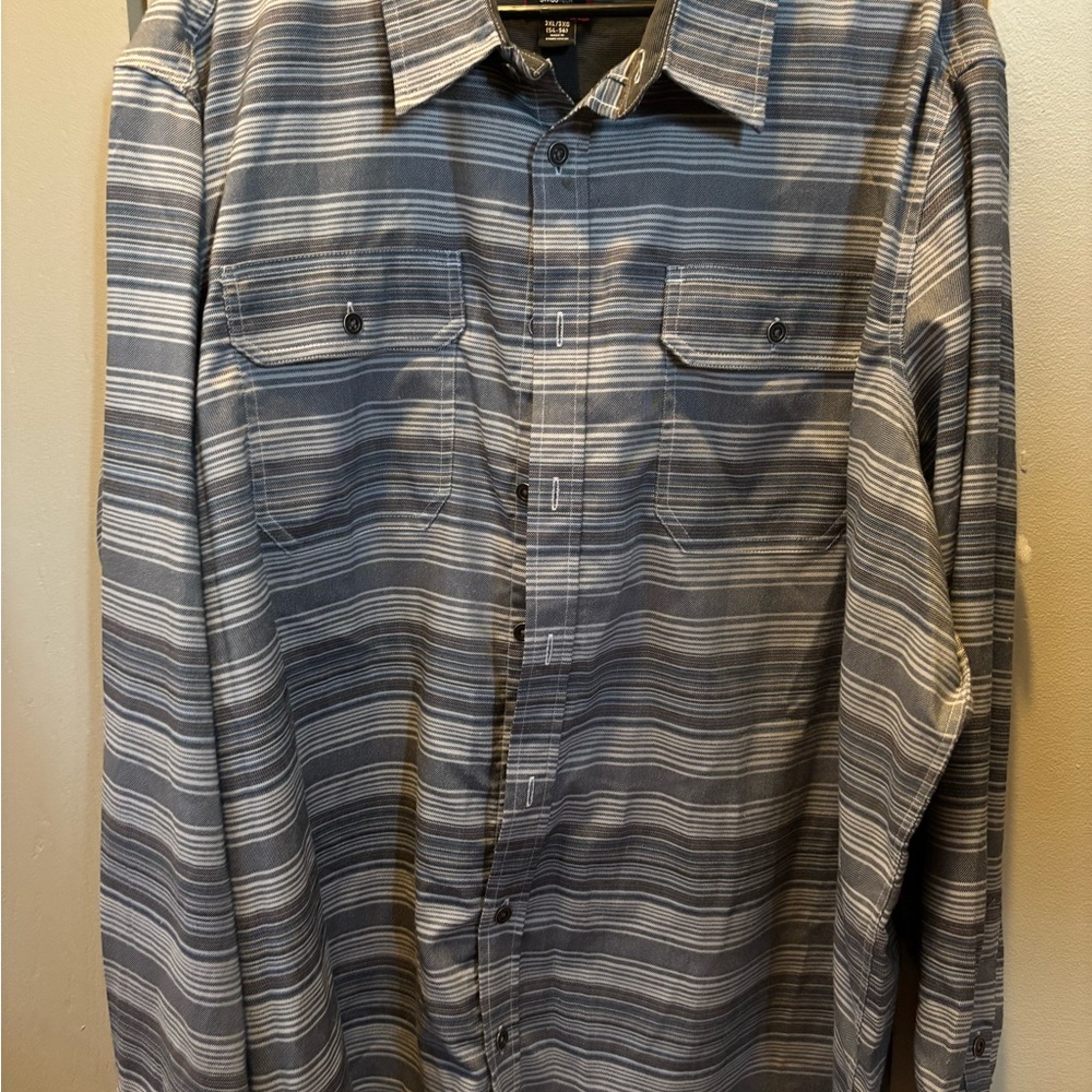 Swiss Tech Gray Striped Casual Button Down Shirt